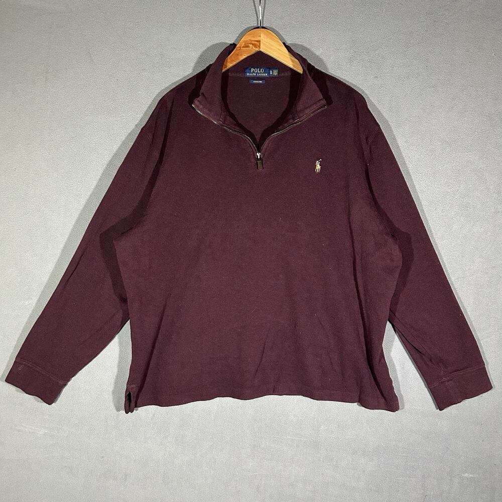 Polo Ralph Lauren Burgundy 1/4 Quarter Zip Sweater Pullover Men Size XL